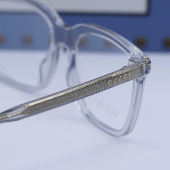 Gucci GG0737O 016 Square Eyeglasses 56mm – Transparent Grey - Picture 9 of 10